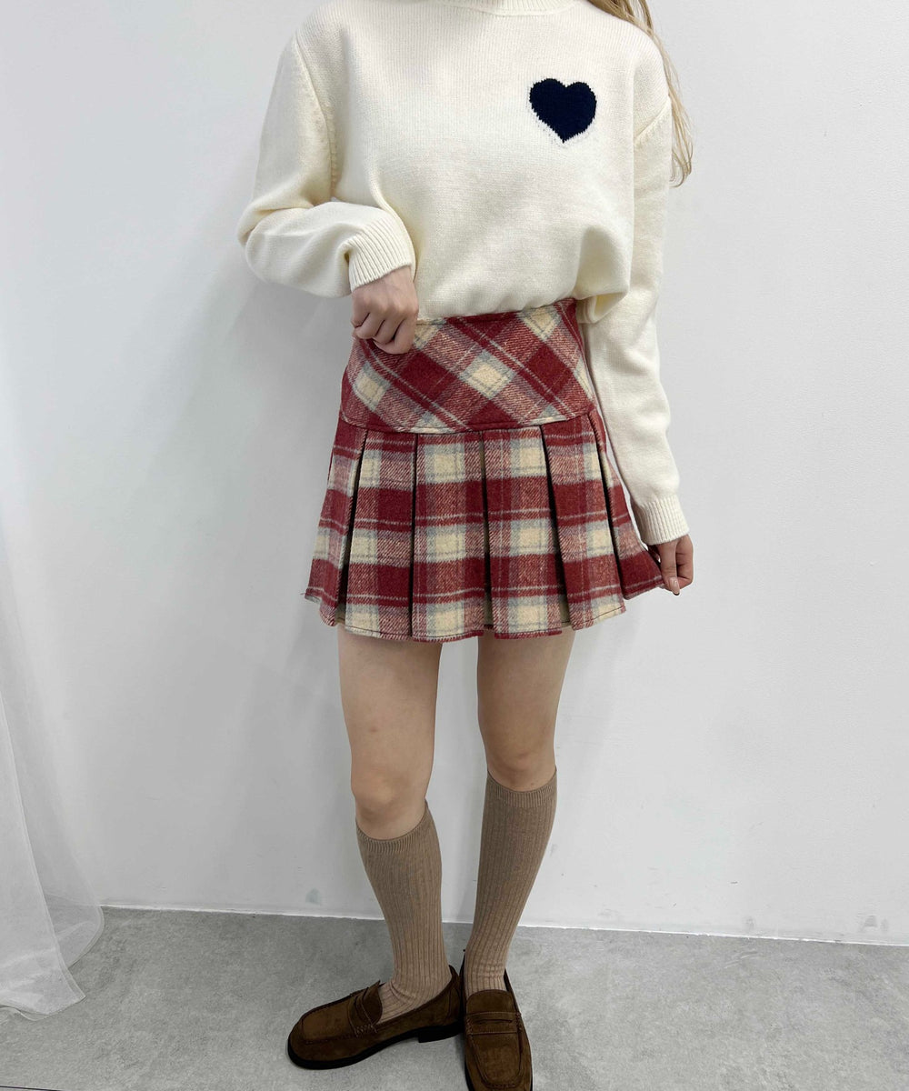チェックボックスプリーツスカート