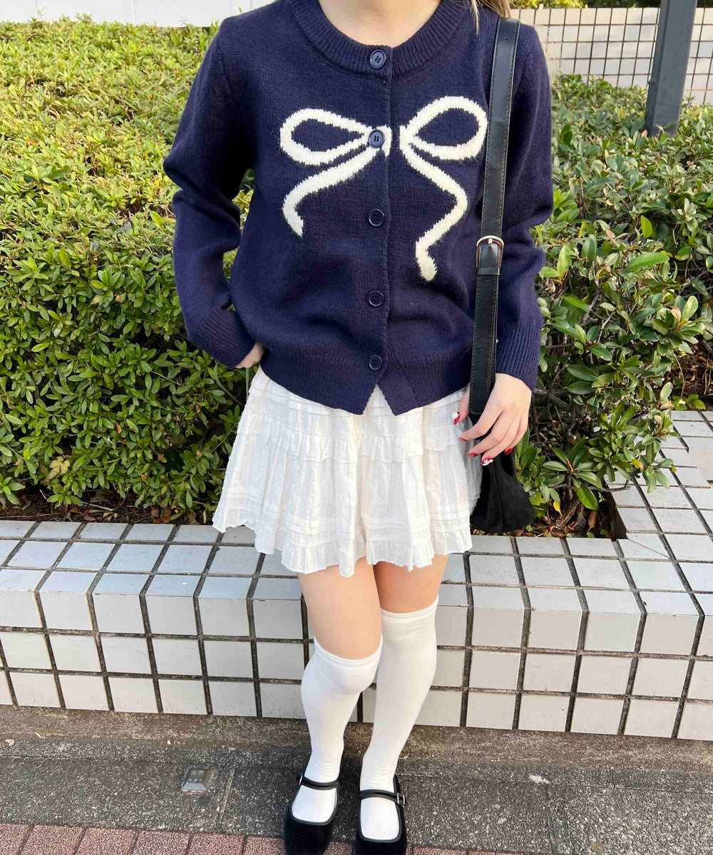 リボンジャガードカーディガン