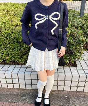リボンジャガードカーディガン