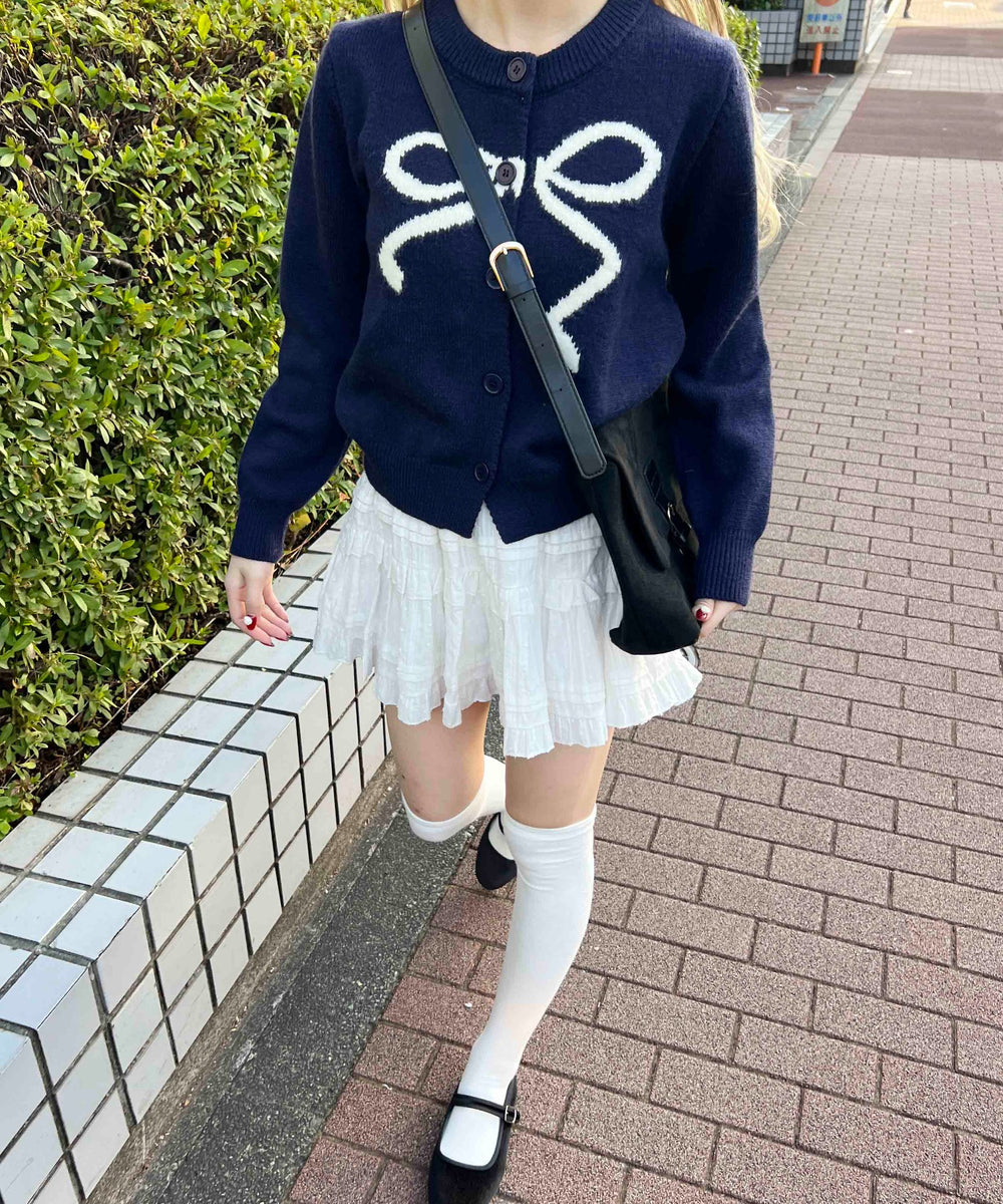 リボンジャガードカーディガン