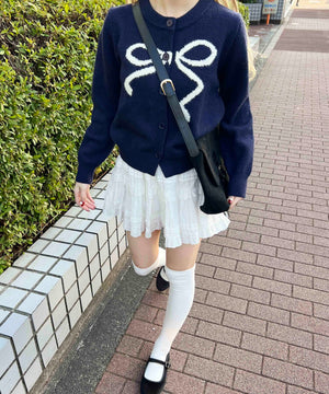 リボンジャガードカーディガン