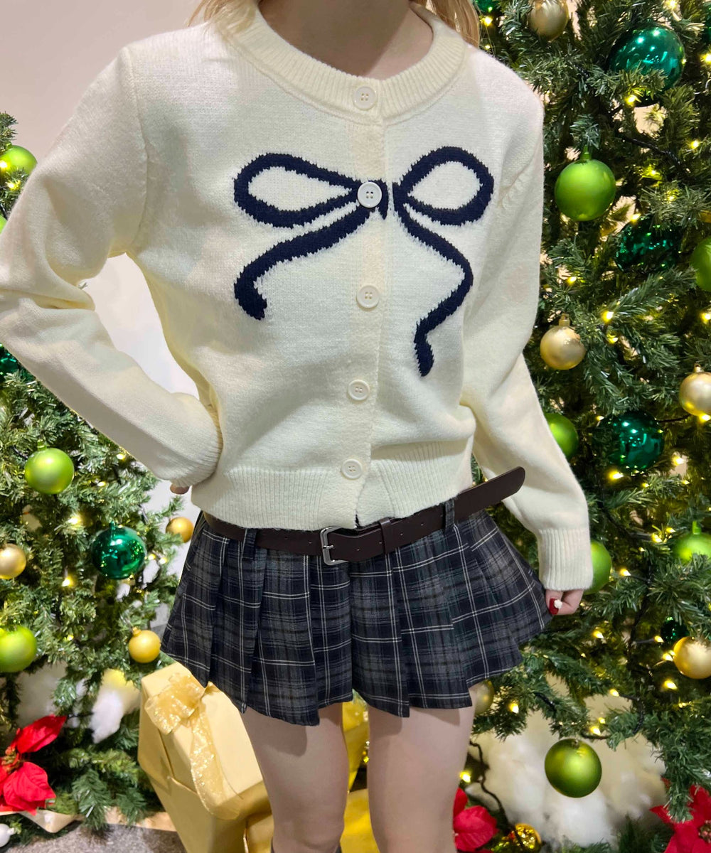 リボンジャガードカーディガン