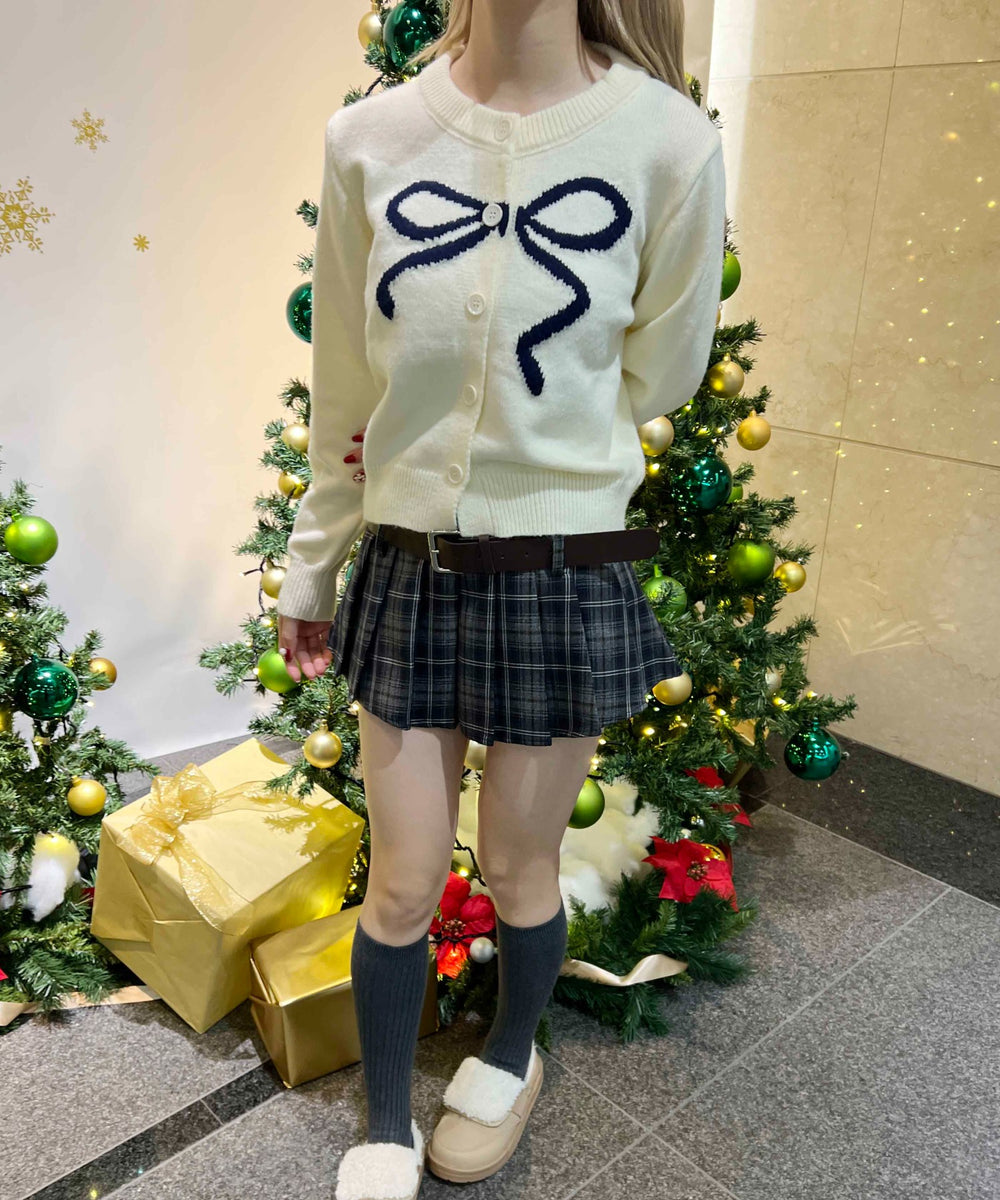 リボンジャガードカーディガン