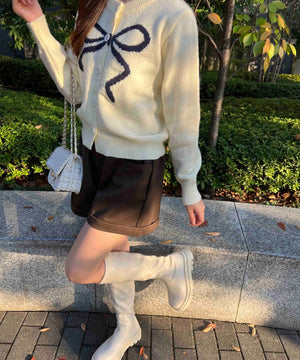 リボンジャガードカーディガン