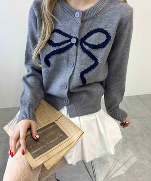 リボンジャガードカーディガン