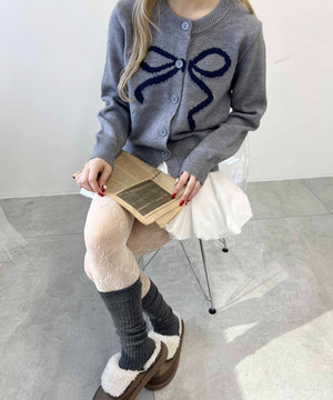 リボンジャガードカーディガン