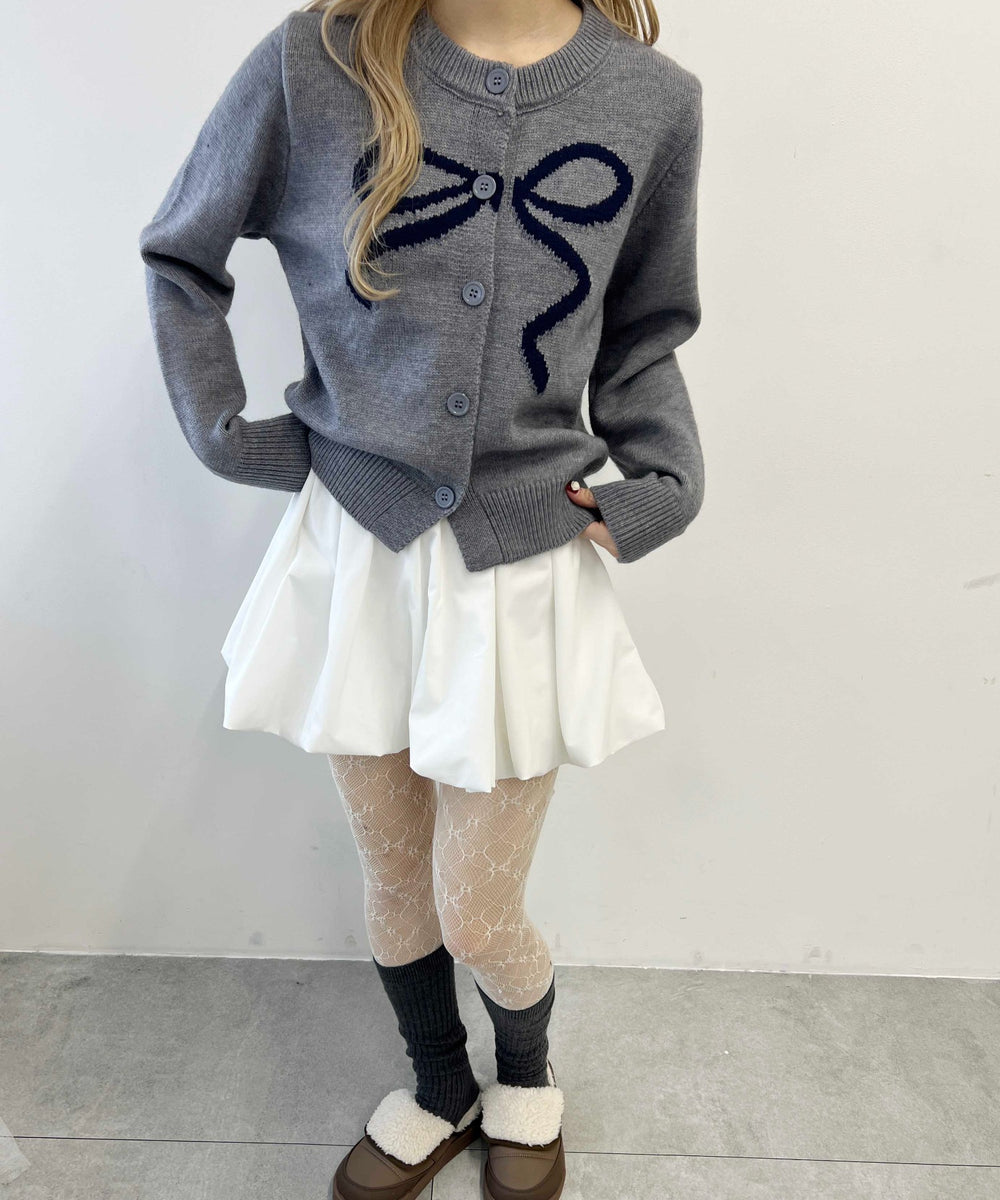 リボンジャガードカーディガン