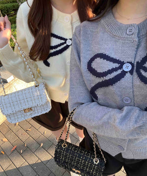 リボンジャガードカーディガン