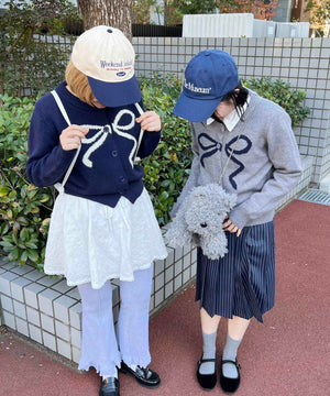 リボンジャガードカーディガン