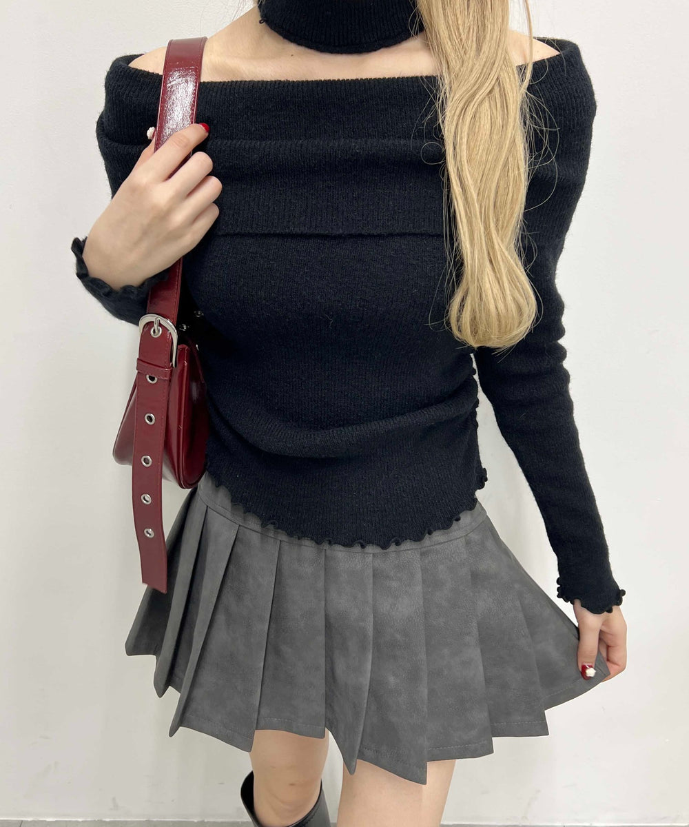 メロウオフショルニット