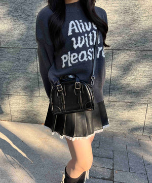 メッセージジャガードコンパクトニット