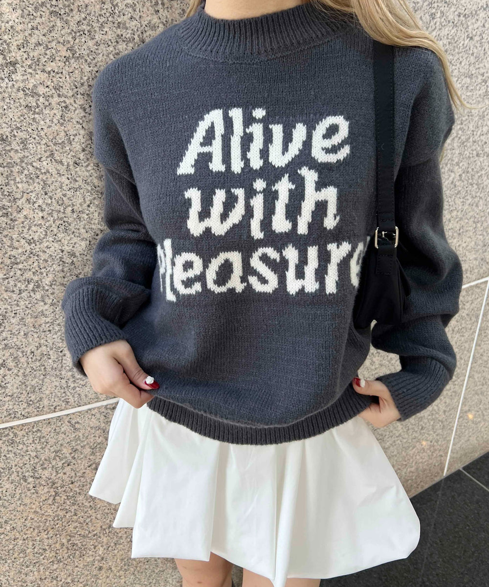 メッセージジャガードコンパクトニット