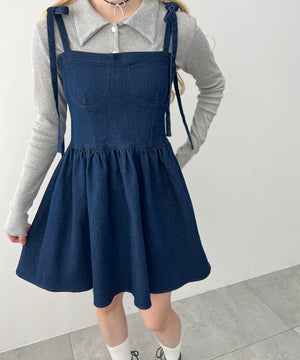 デニムビスチェミニワンピース