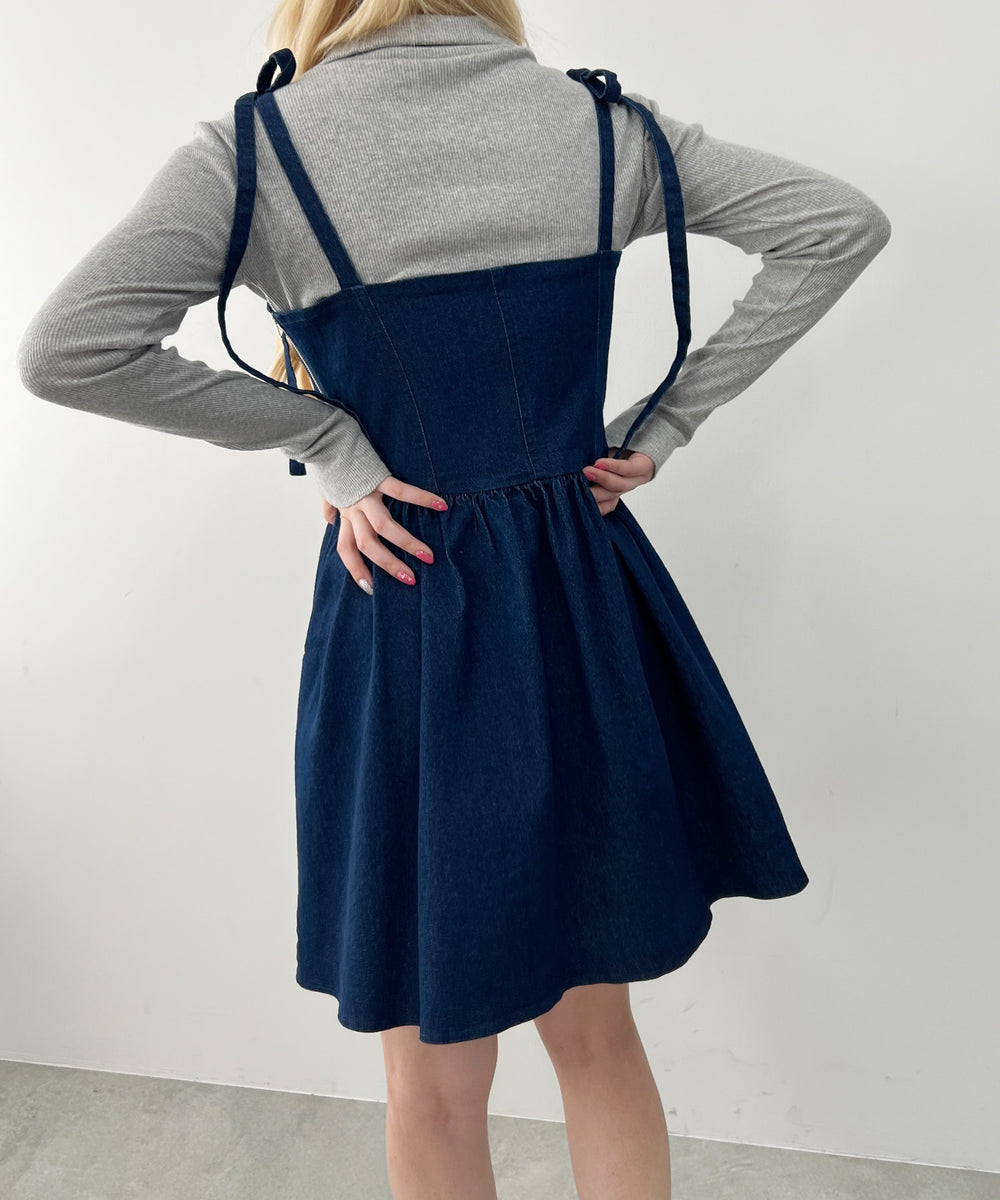 デニムビスチェミニワンピース
