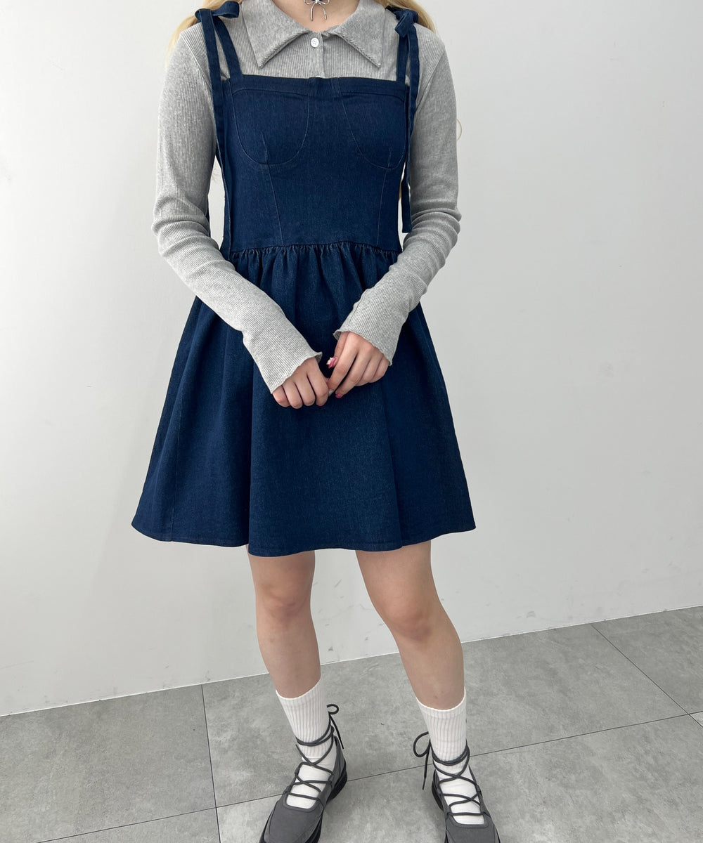デニムビスチェミニワンピース