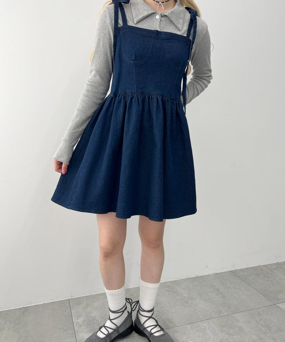 デニムビスチェミニワンピース