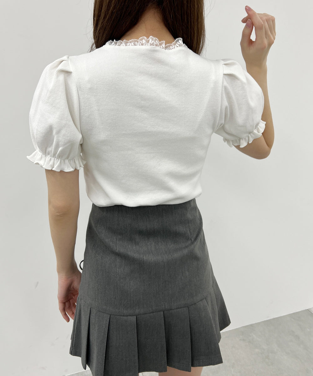 パフスリーブコンパクトリブトップス