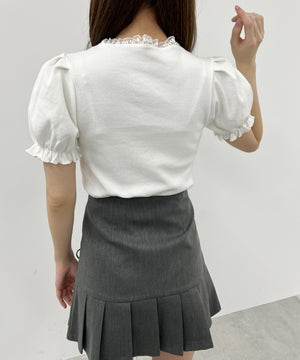 パフスリーブコンパクトリブトップス