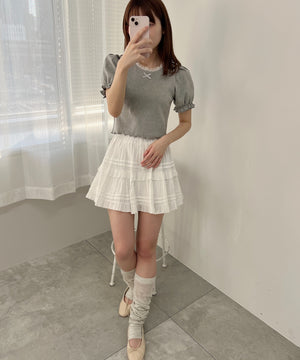 パフスリーブコンパクトリブトップス