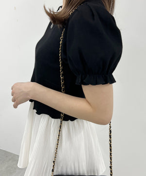 パフスリーブコンパクトリブトップス