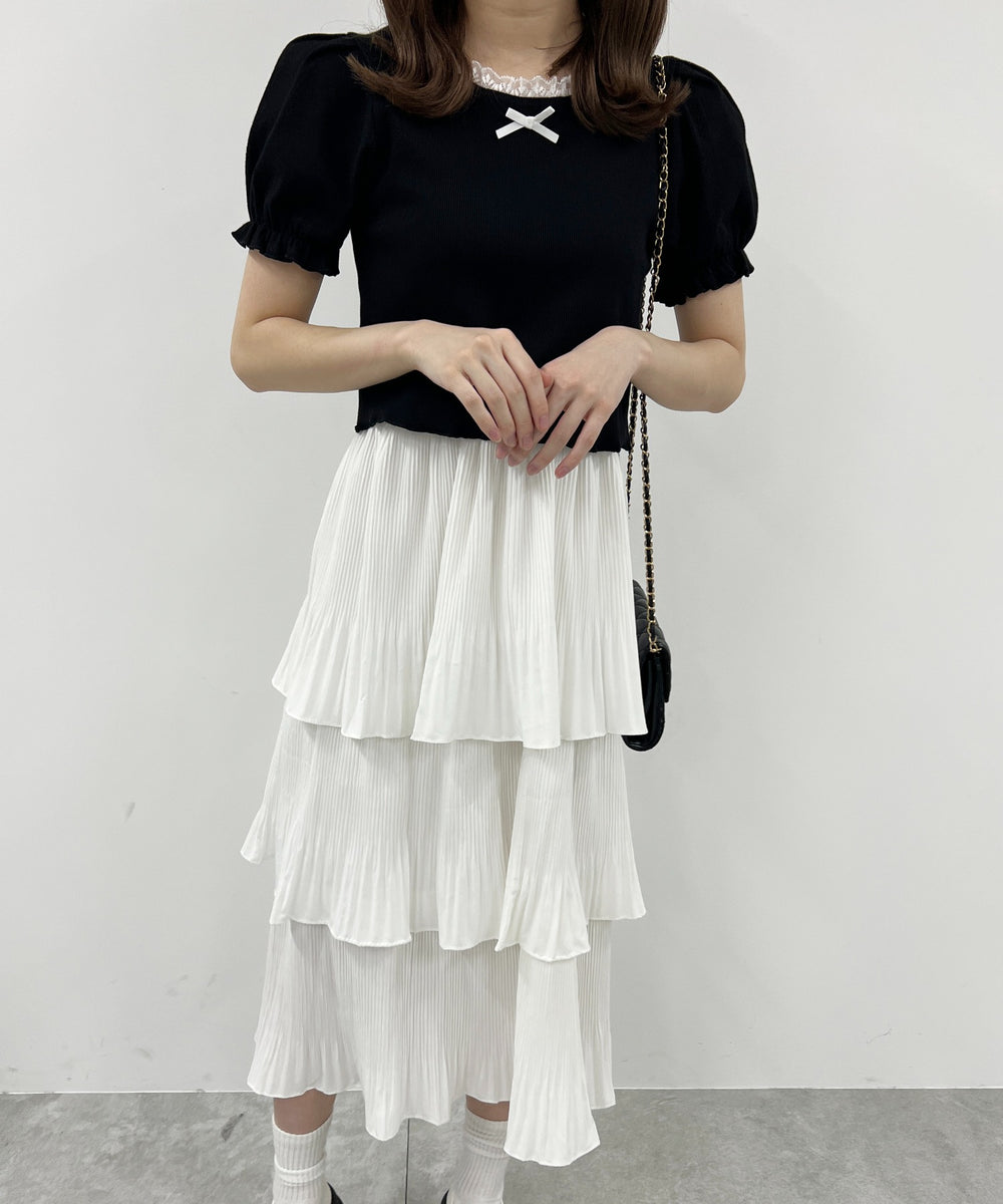 パフスリーブコンパクトリブトップス