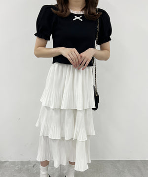 パフスリーブコンパクトリブトップス