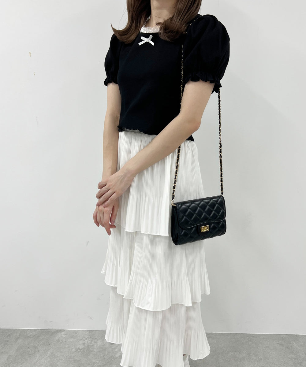 パフスリーブコンパクトリブトップス