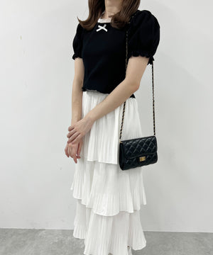 パフスリーブコンパクトリブトップス