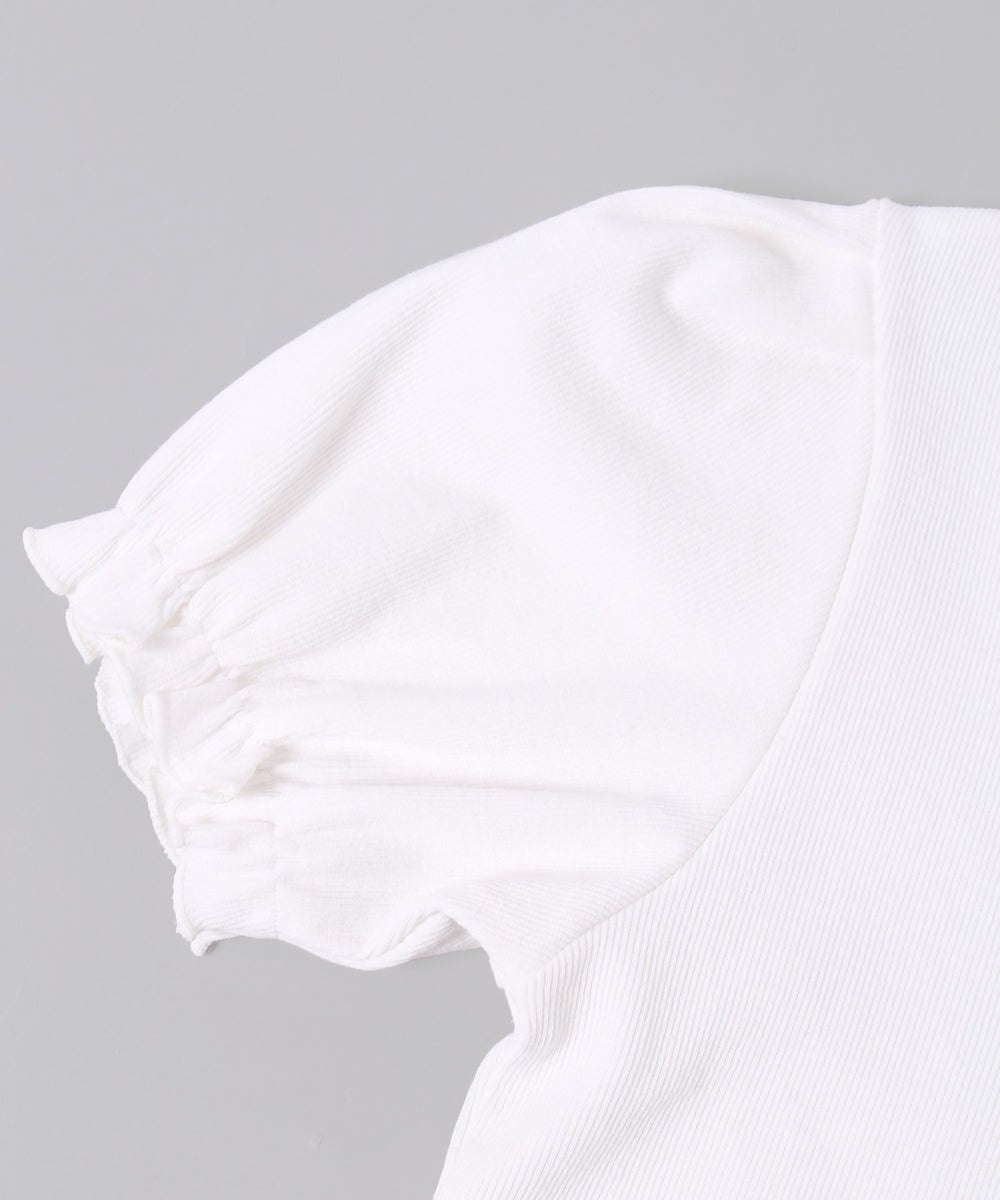 パフスリーブコンパクトリブトップス