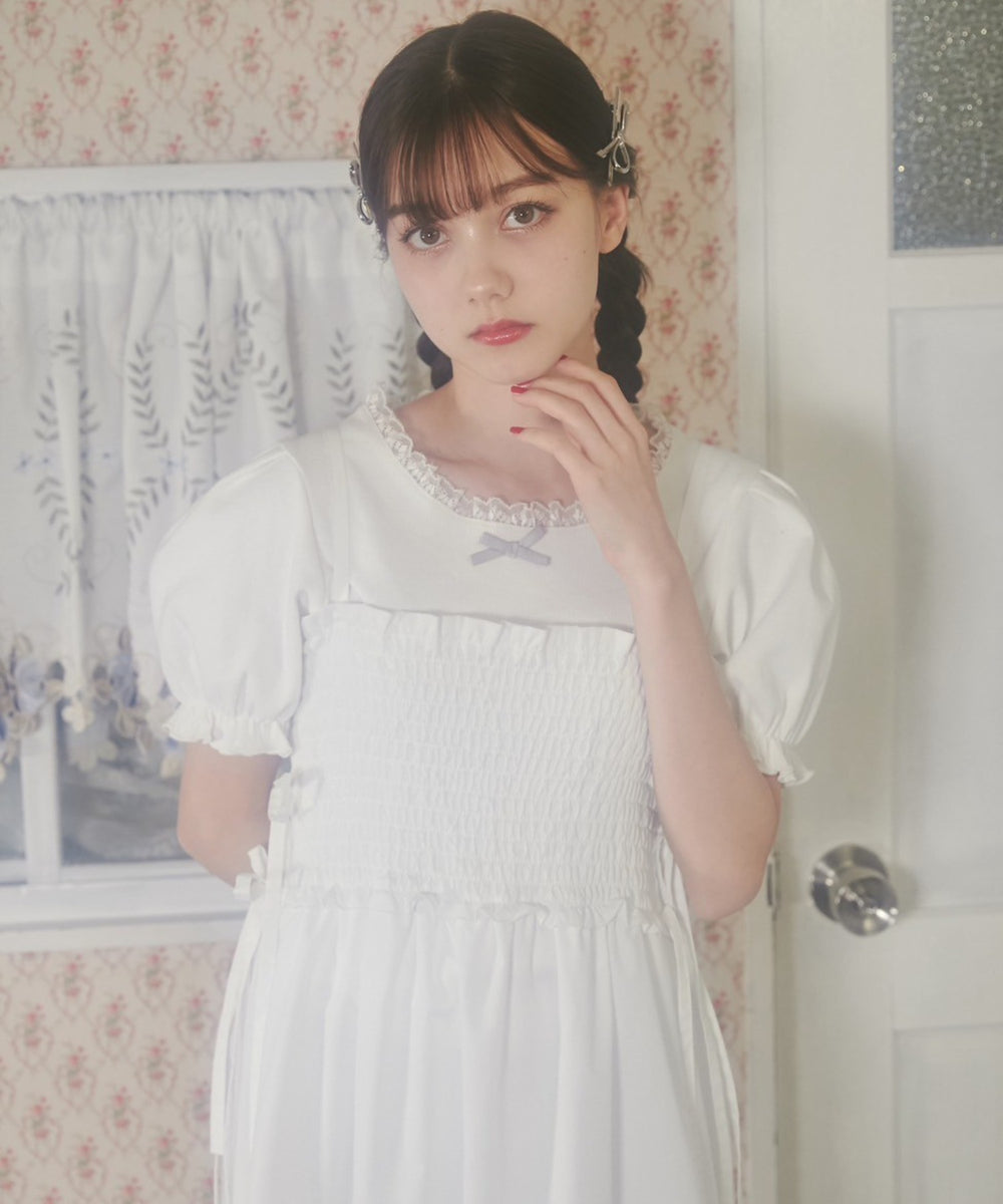 パフスリーブコンパクトリブトップス