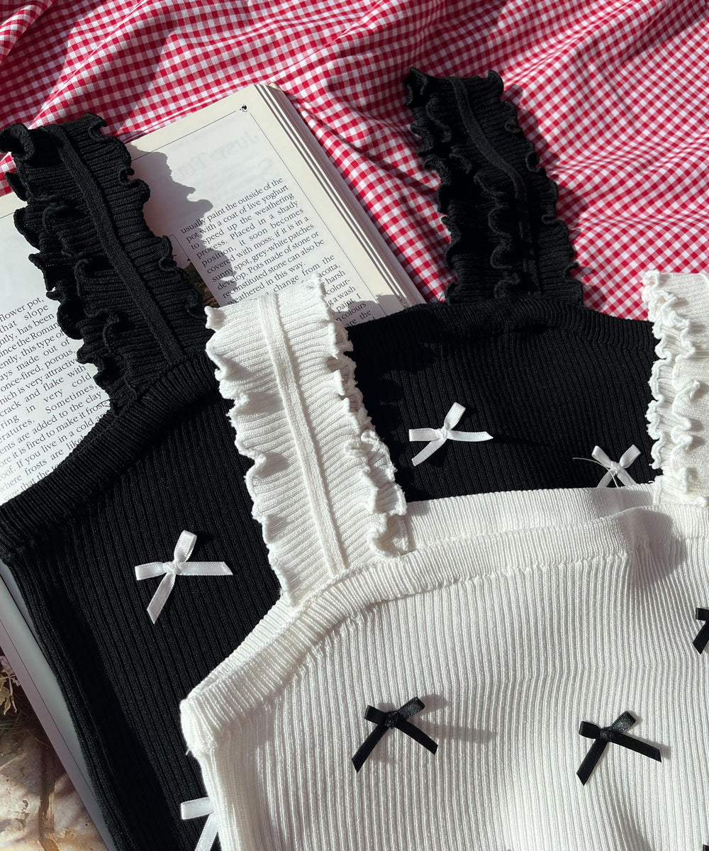 リボンデザインニットキャミソール