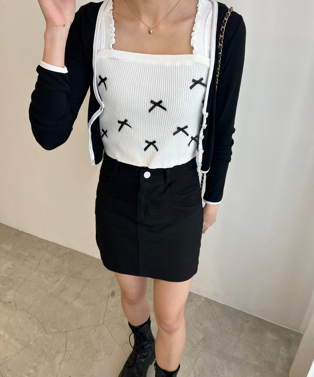 リボンデザインニットキャミソール