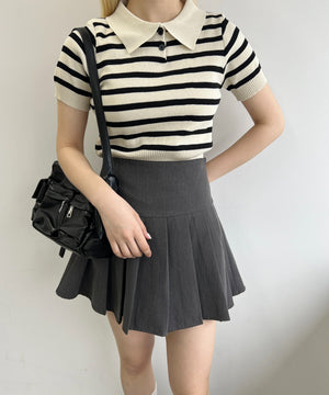ボーダーニットポロシャツ