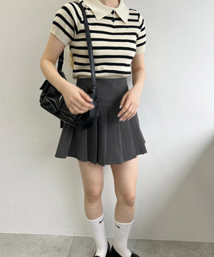 ボーダーニットポロシャツ