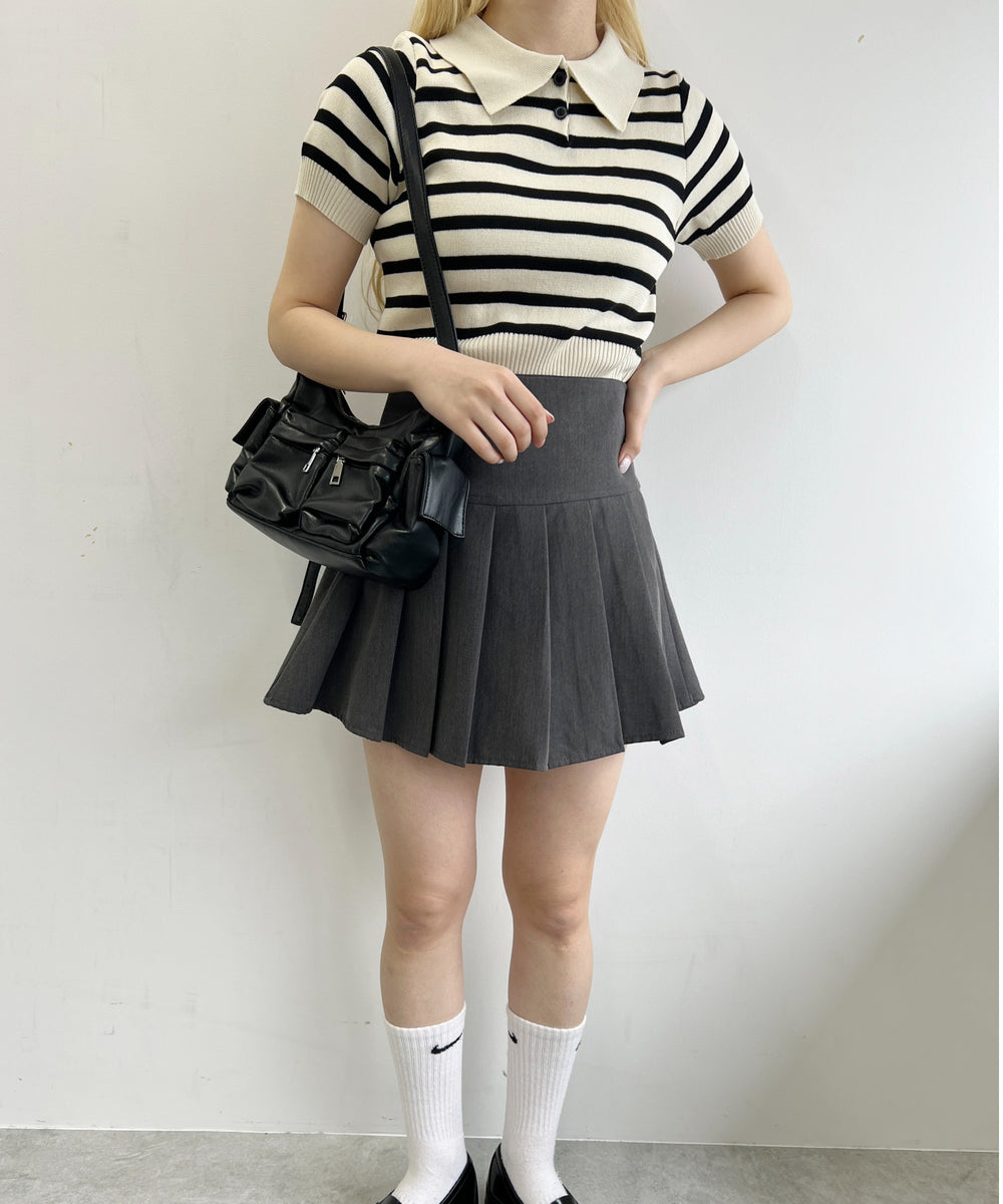 ボーダーニットポロシャツ