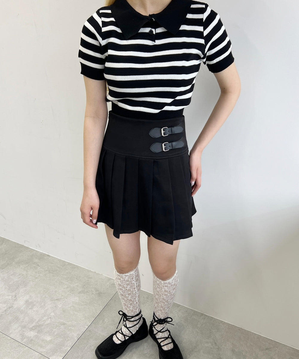 ボーダーニットポロシャツ