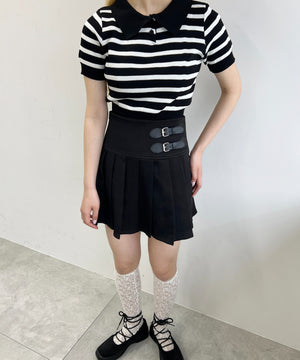 ボーダーニットポロシャツ