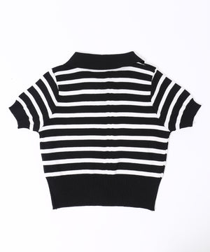 ボーダーニットポロシャツ