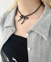 リボンビーズネックレス