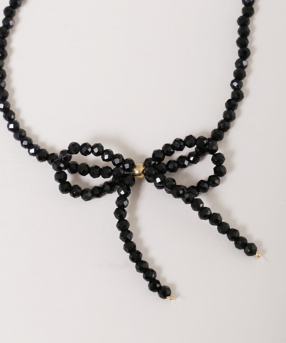 リボンビーズネックレス