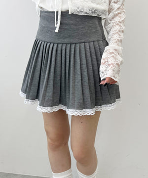レースパイピングミニプリーツスカパン