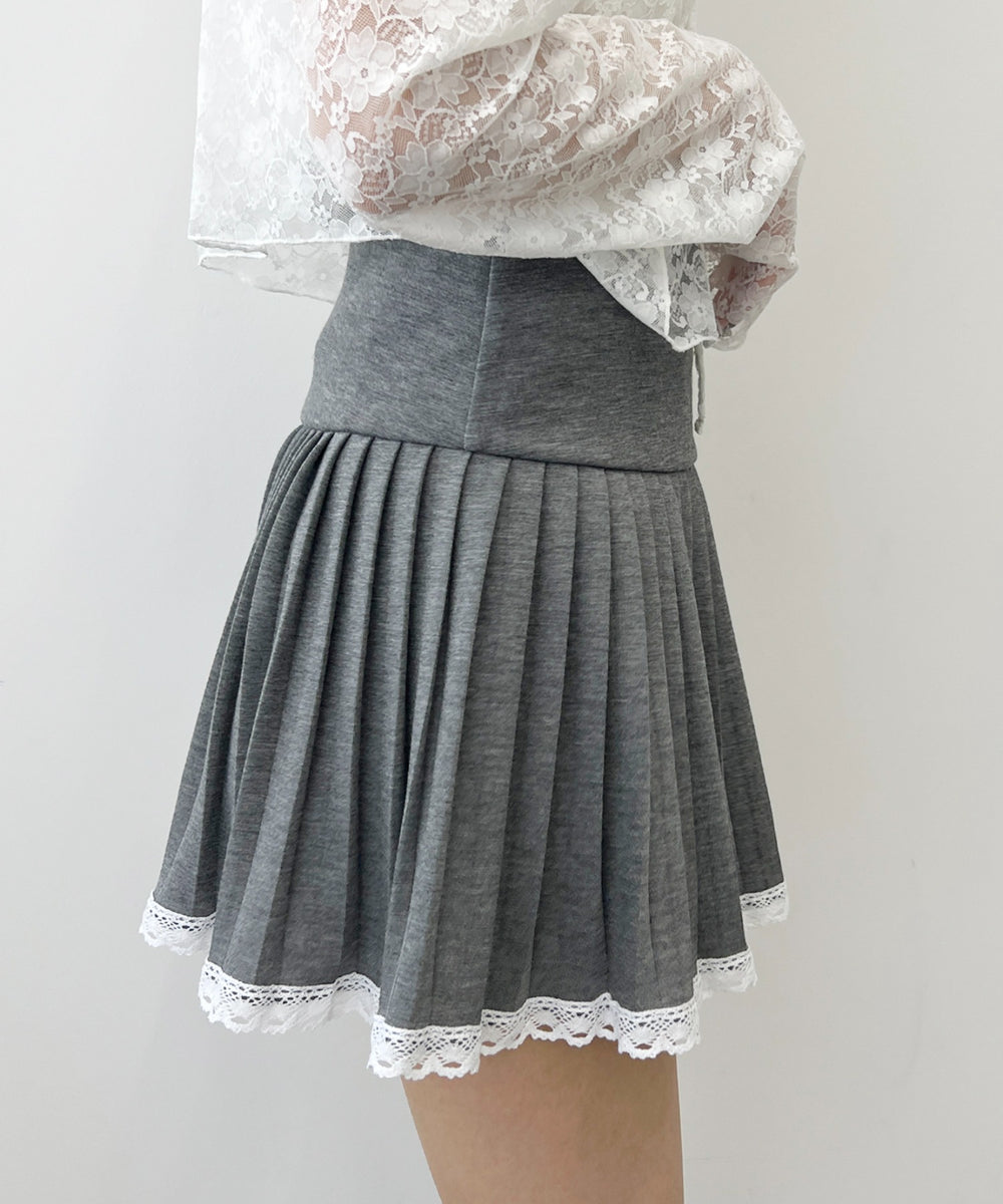 レースパイピングミニプリーツスカパン