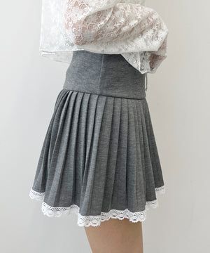 レースパイピングミニプリーツスカパン