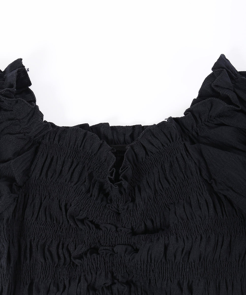 シャーリングフリルブラウス