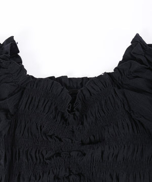 シャーリングフリルブラウス