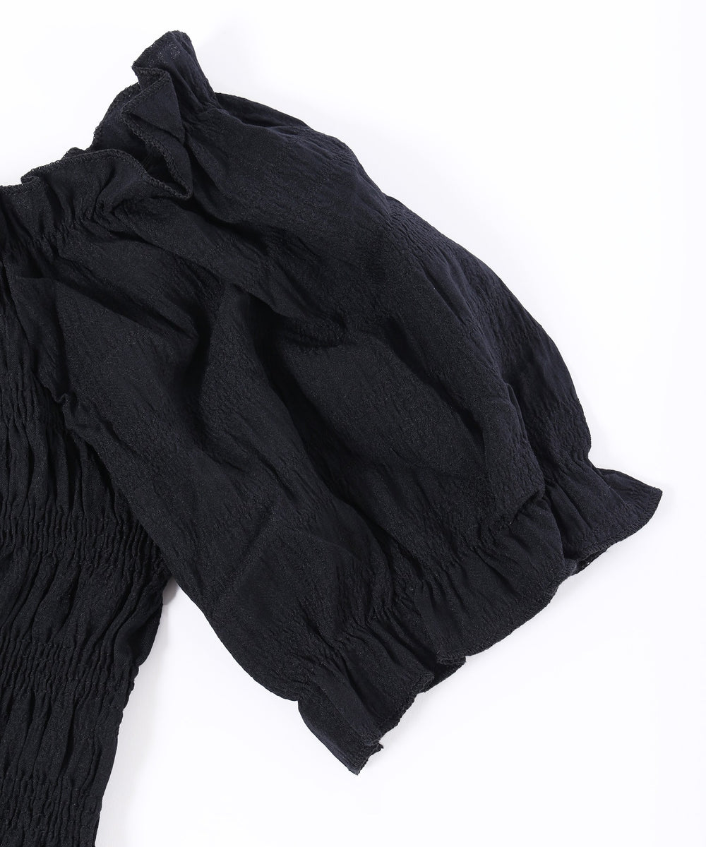 シャーリングフリルブラウス