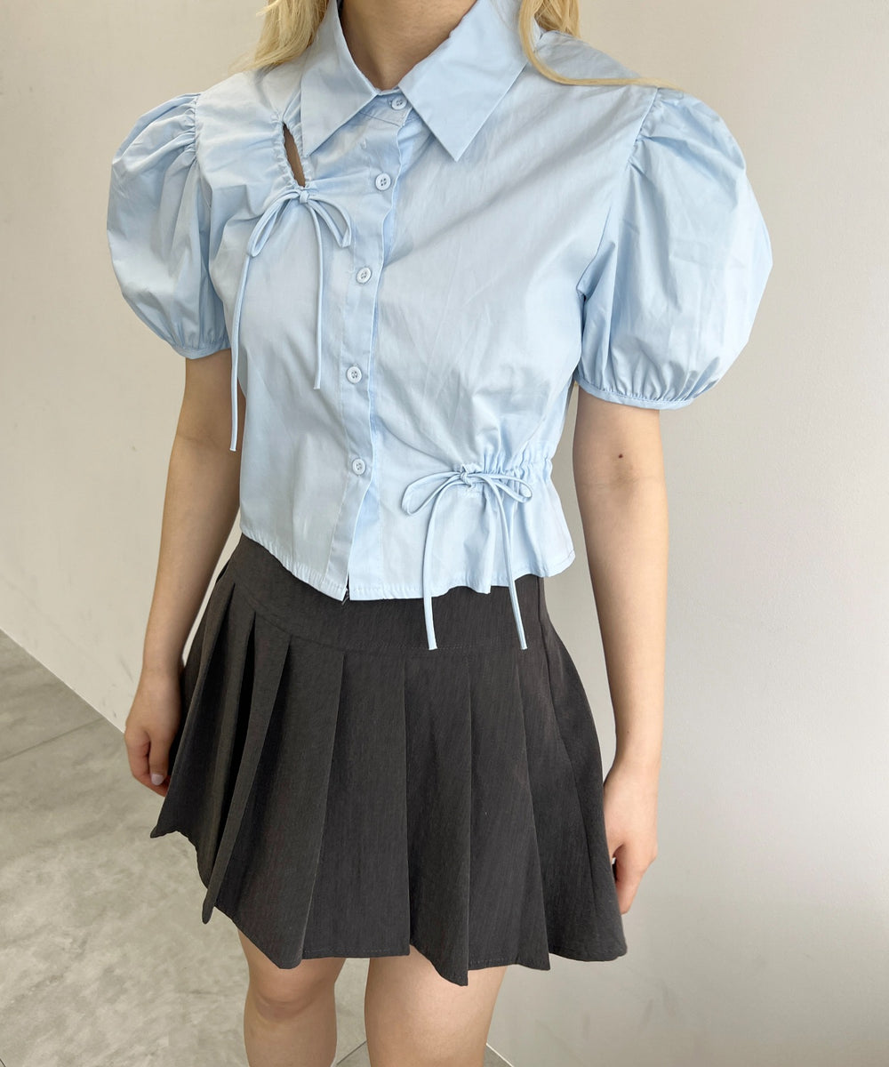 リボンドロストブラウス