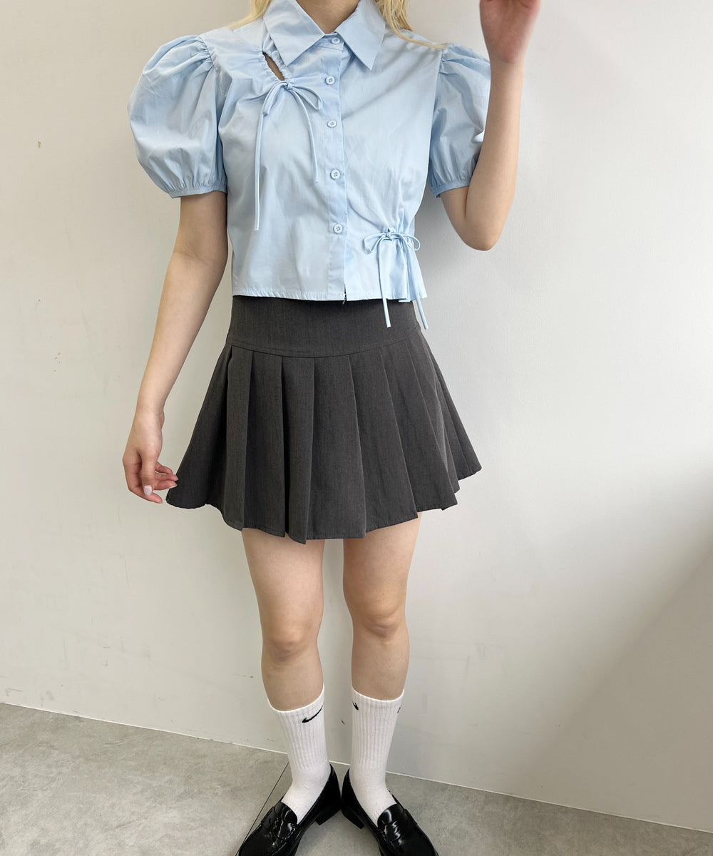 リボンドロストブラウス