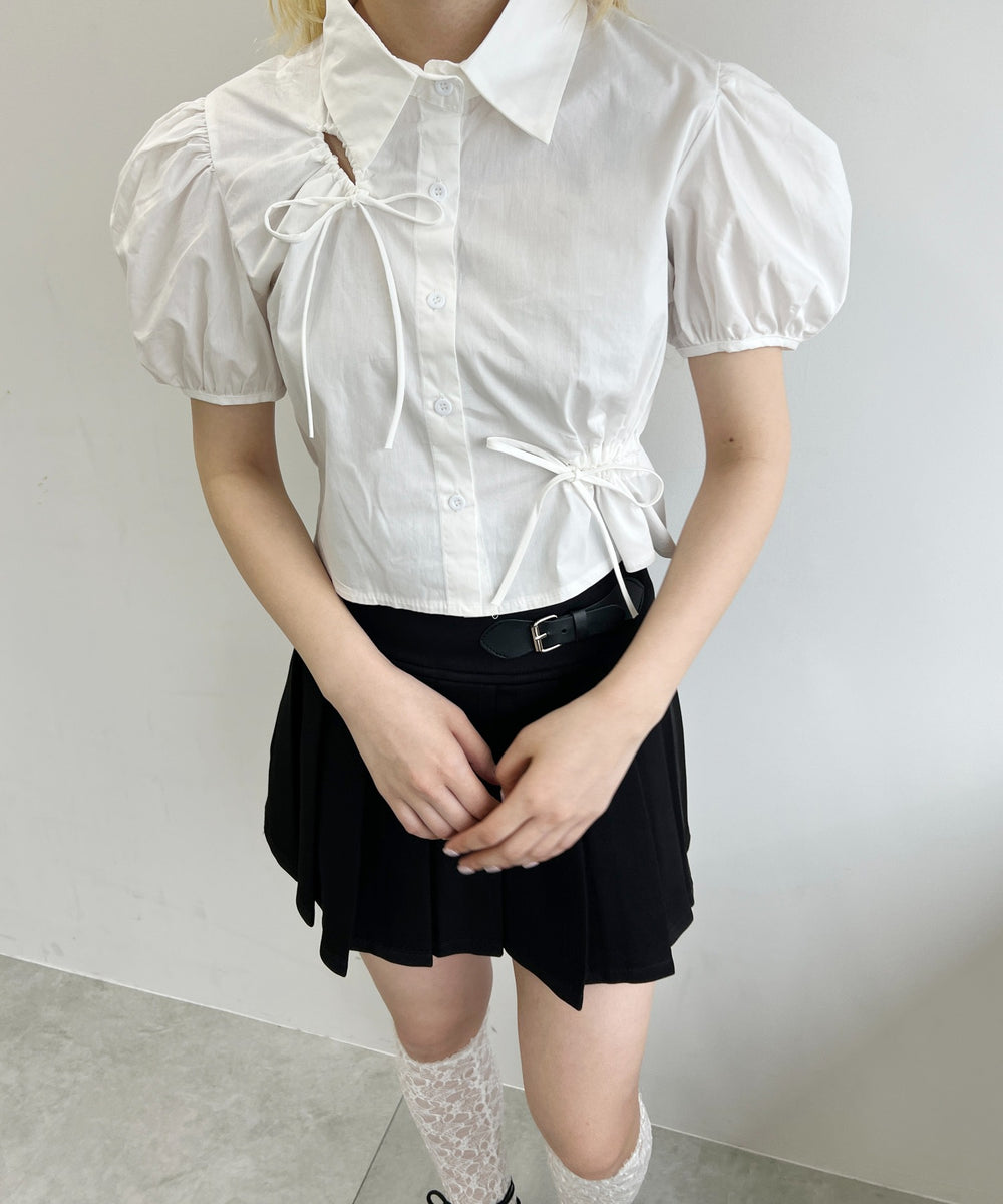 リボンドロストブラウス