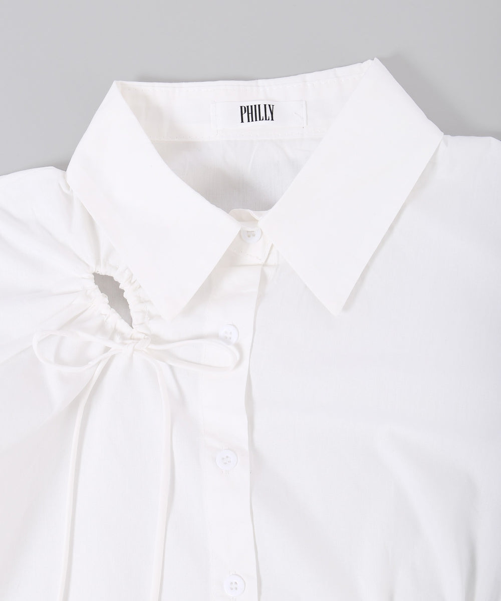 リボンドロストブラウス